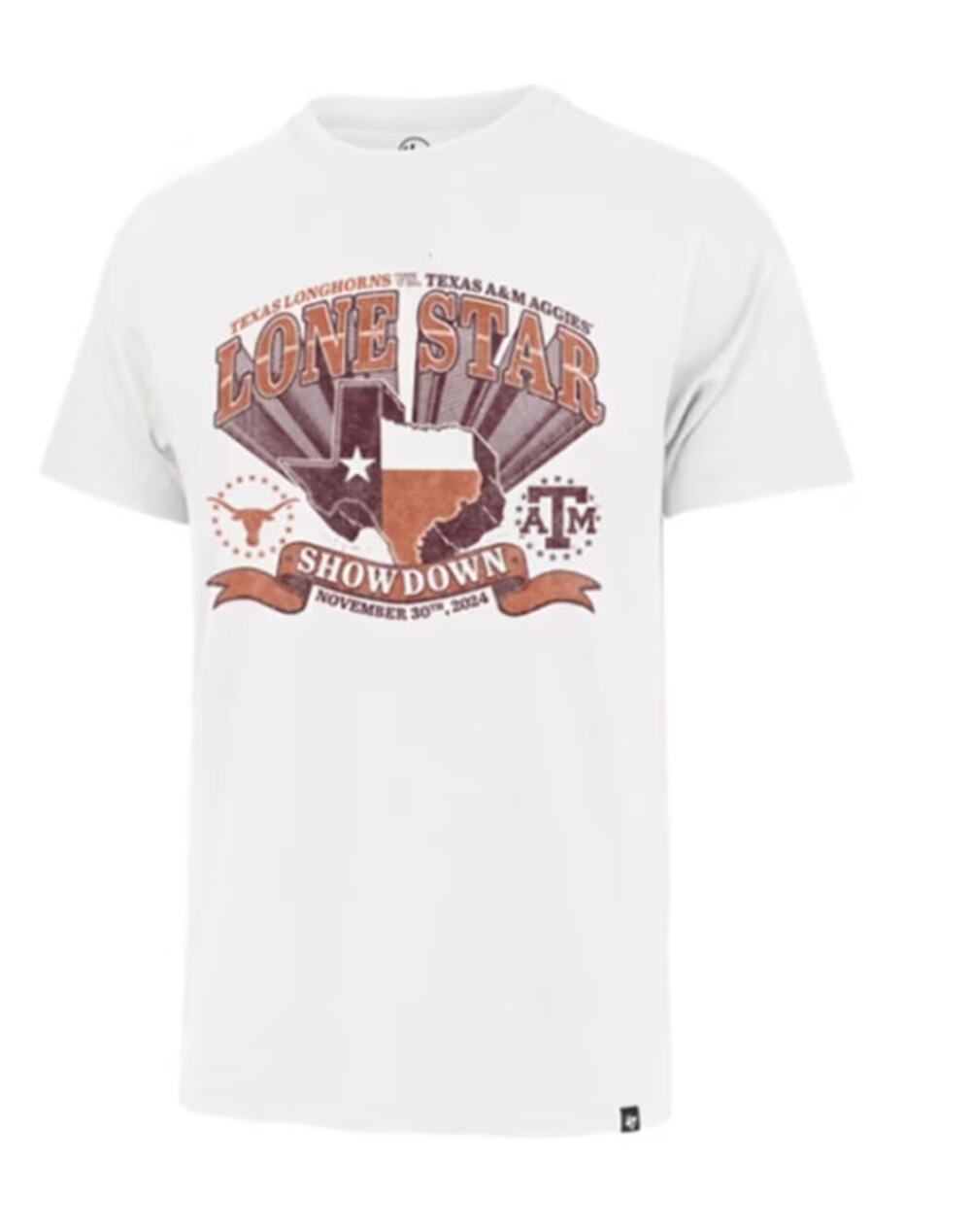 47 BRAND Mens Lone Star Showdown Football SS Fashion T Shirt Medium White NWT